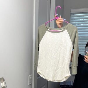 Mossimo Supply Co. Olive and White Long Sleeve Tee